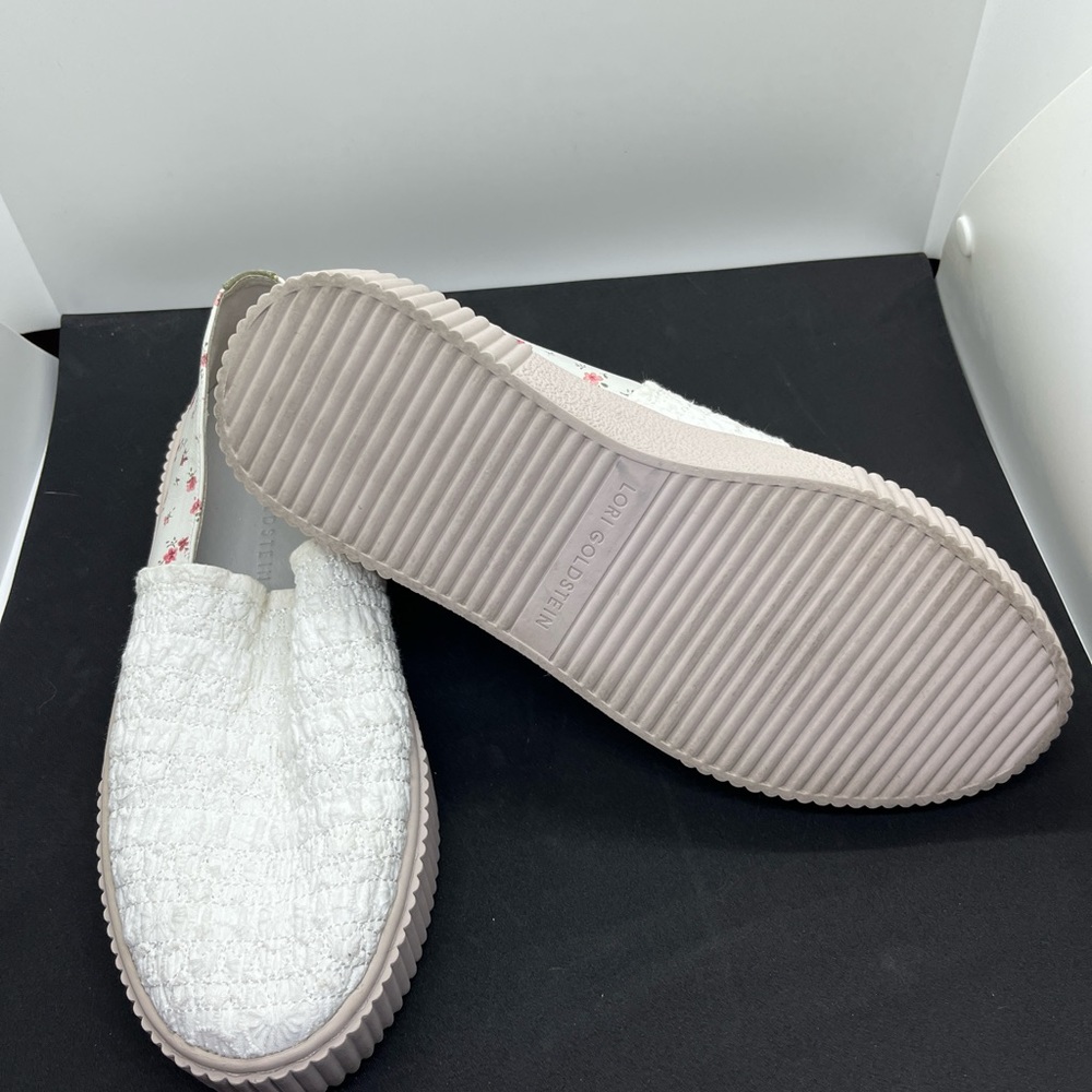 Lori Goldstein Off White Eyelet Floral Sabrine Slip On Sneakers - Picture 4 of 9